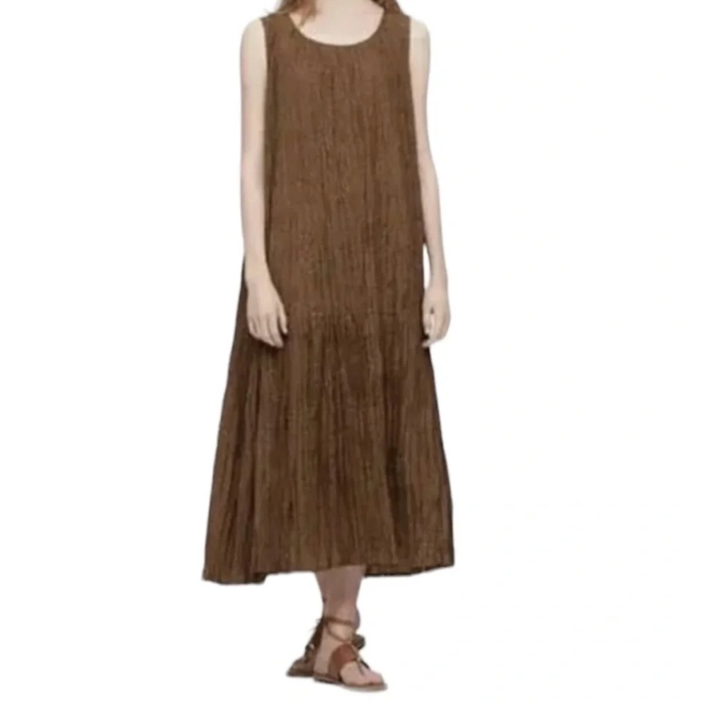 Brown Dot Y2K Broomstick Crinkle Maxi Dress Ines De La Fressange S